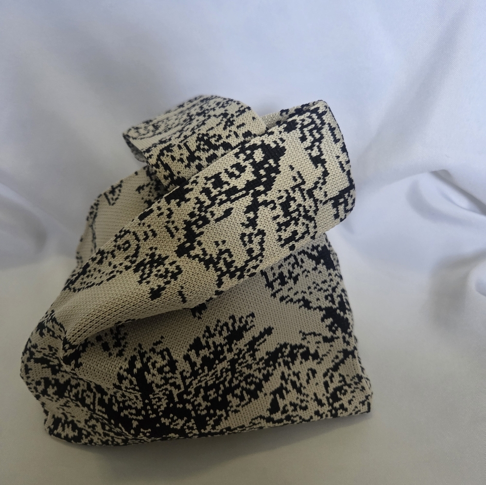 Navy and Cream Patterned Handbag